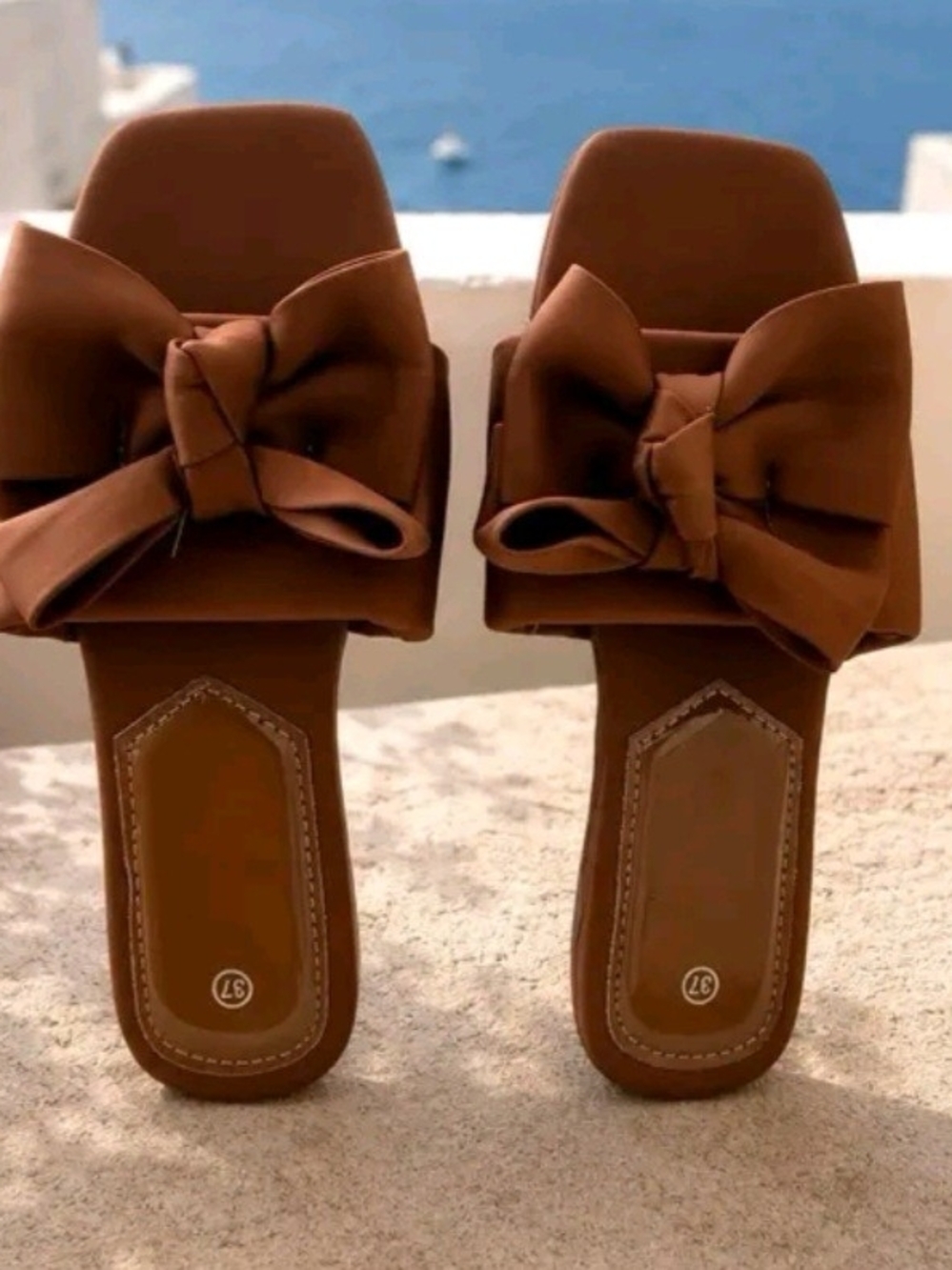 Brown Bow Slide Mules – Elegant Slip-On Women’s Clogs